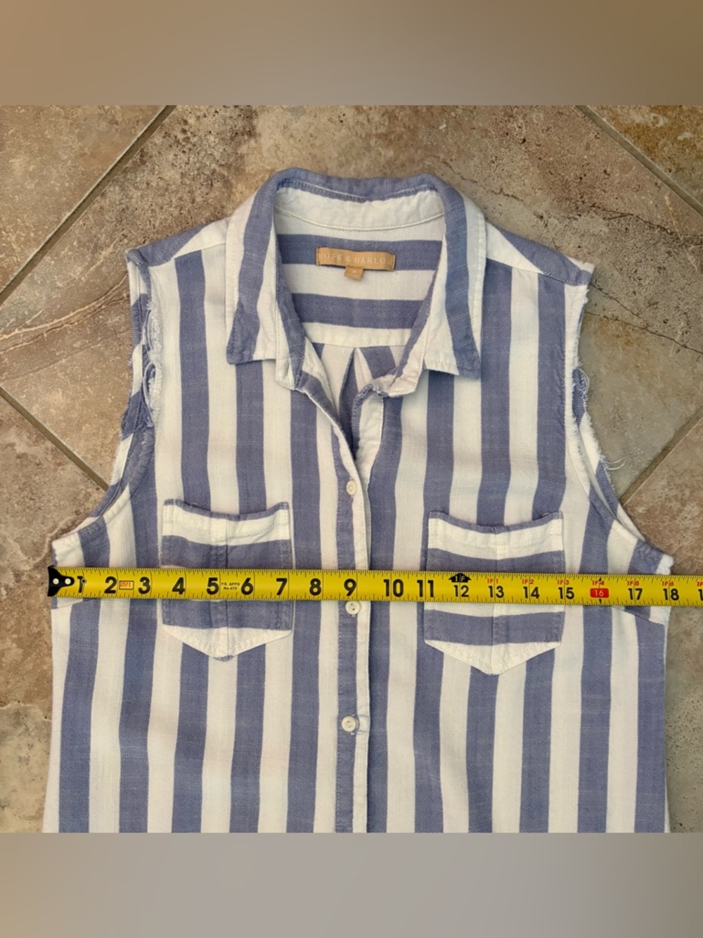 Hope & Harlow Sleeveless Striped Button Up Dress Size 10 Blue Beach Resort Wear - Picture 9 of 10
